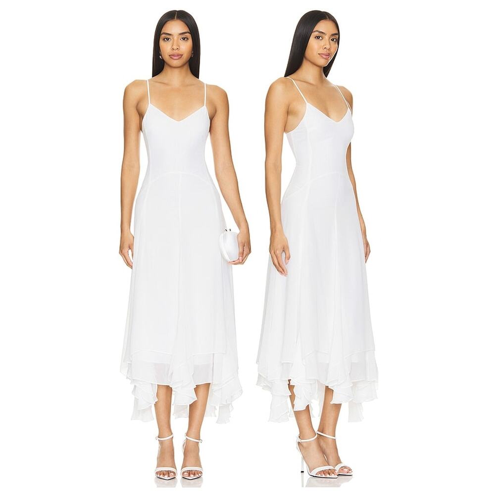 Amanda Uprichard Clemenza Midi Dress Ruffle Party Cocktail Formal Bridal Prom XS